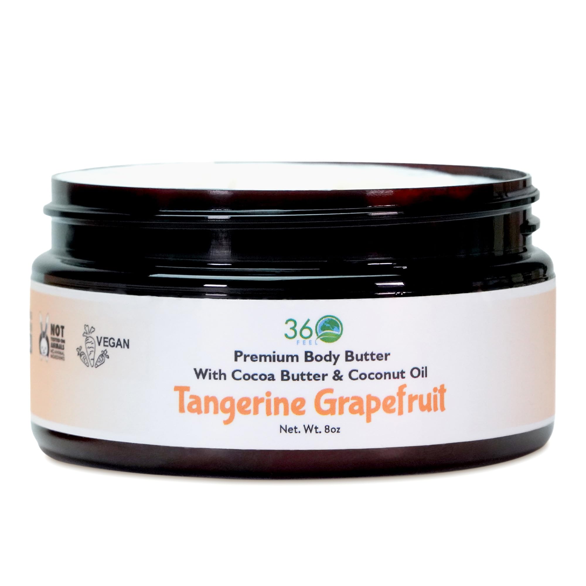 360Feel Tangerine Grapefruit Body Butter - Nourishing and Hydrating Shea Body Butter with a Gentle Formula - Handmade with Essential Oils - Creamy Formula - Zero Harsh Additives - 8 Ounce