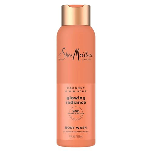SheaMoisture Coconut Hibiscus Body Wash Glowing Radiance Glowing Radiance body wash for 24H Visible Moisture for Healthy, Glowing Skin 18 oz
