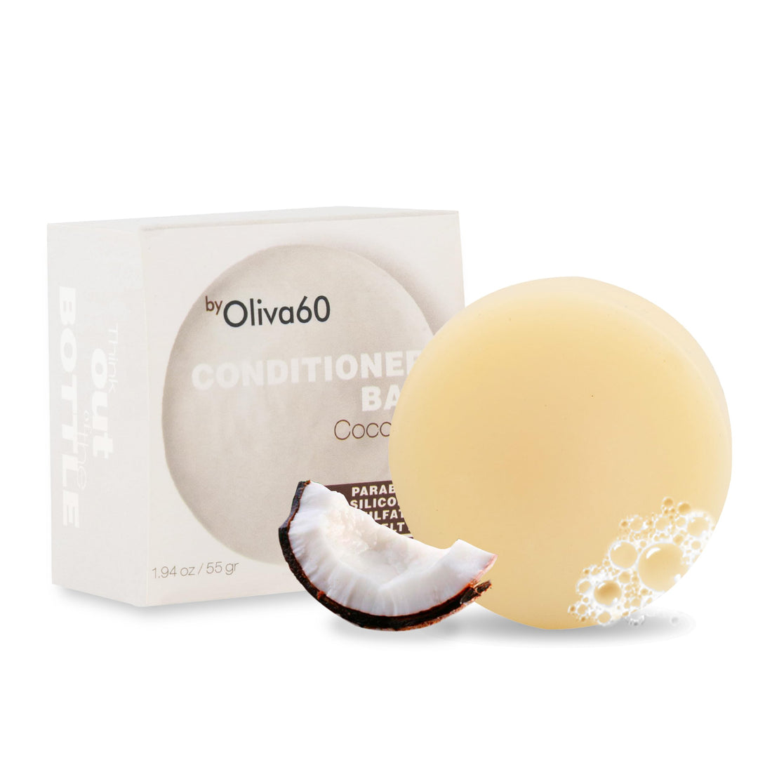 Conditioner & Detangler Bar Lavender Oil for Curly Hair | Extra Moisturizing | Frizz Control for Damaged | Olive, Argan & Macadamia Oil | Sulfate & Paraben Free | Vegan | 1.94 oz | OLIVA 60