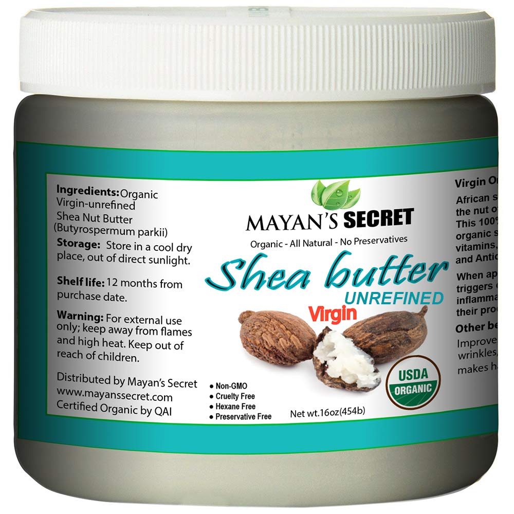 Mayan's Secret Organic Shea Butter USDA Certified, Raw, Unrefined, Ivory from Ghana Africa, Amazing for Skin Elasticity, Stretch Marks and body