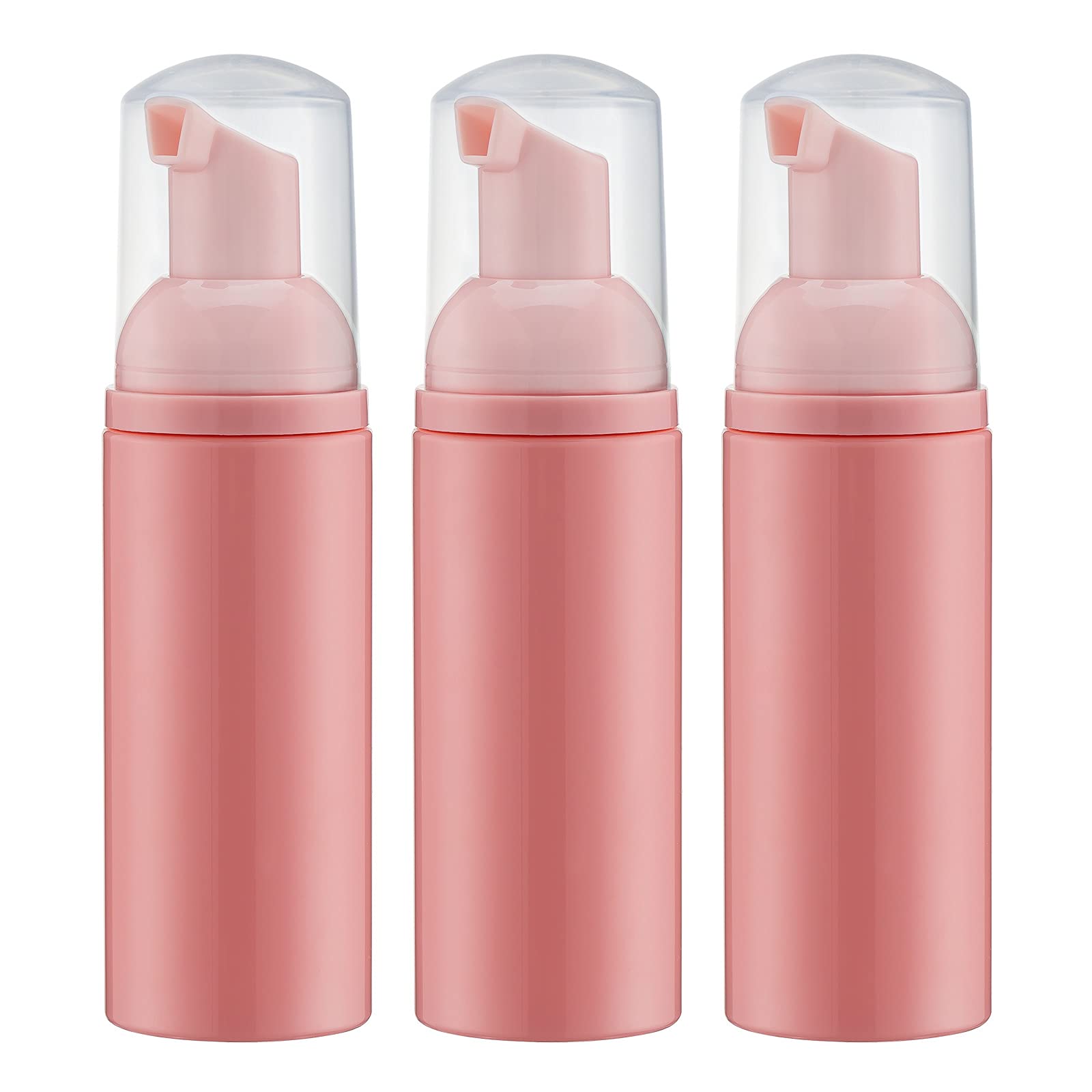 Tekson Foam Pump Bottle (Pink), Empty Travel Size Foam Dispenser Pump for Soap Shampoo, Lash Cleanser(60ml, 3PCS)