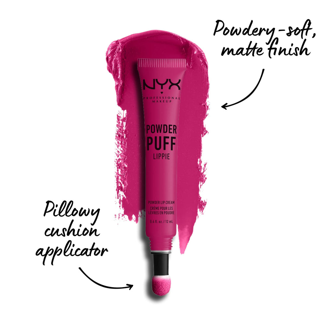 NYX PROFESSIONAL MAKEUP Powder Puff Lippie Lip Cream, Matte Finish, 0.4 Ounce - Teenage Dream