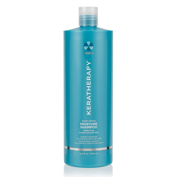 KERATHERAPY Keratin Infused Moisture Shampoo, 33.8 fl. oz., 1000 ml - Anti Frizz Moisture Shampoo for Oily Scalp and Dry Ends - Kerabond Technology, Aloe Vera, & Willow Bark - Sulfate & Paraben Free