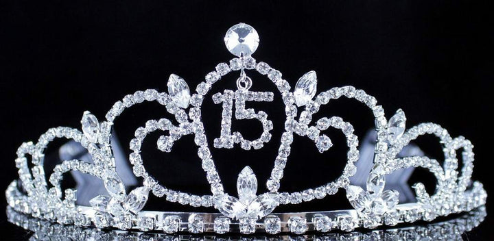 JANEFASHIONS QUINCEANERA 15 FIFTEEN RHIESTONE TIARA CROWN W/ HAIR COMBS BIRTHDAY PARTY T990