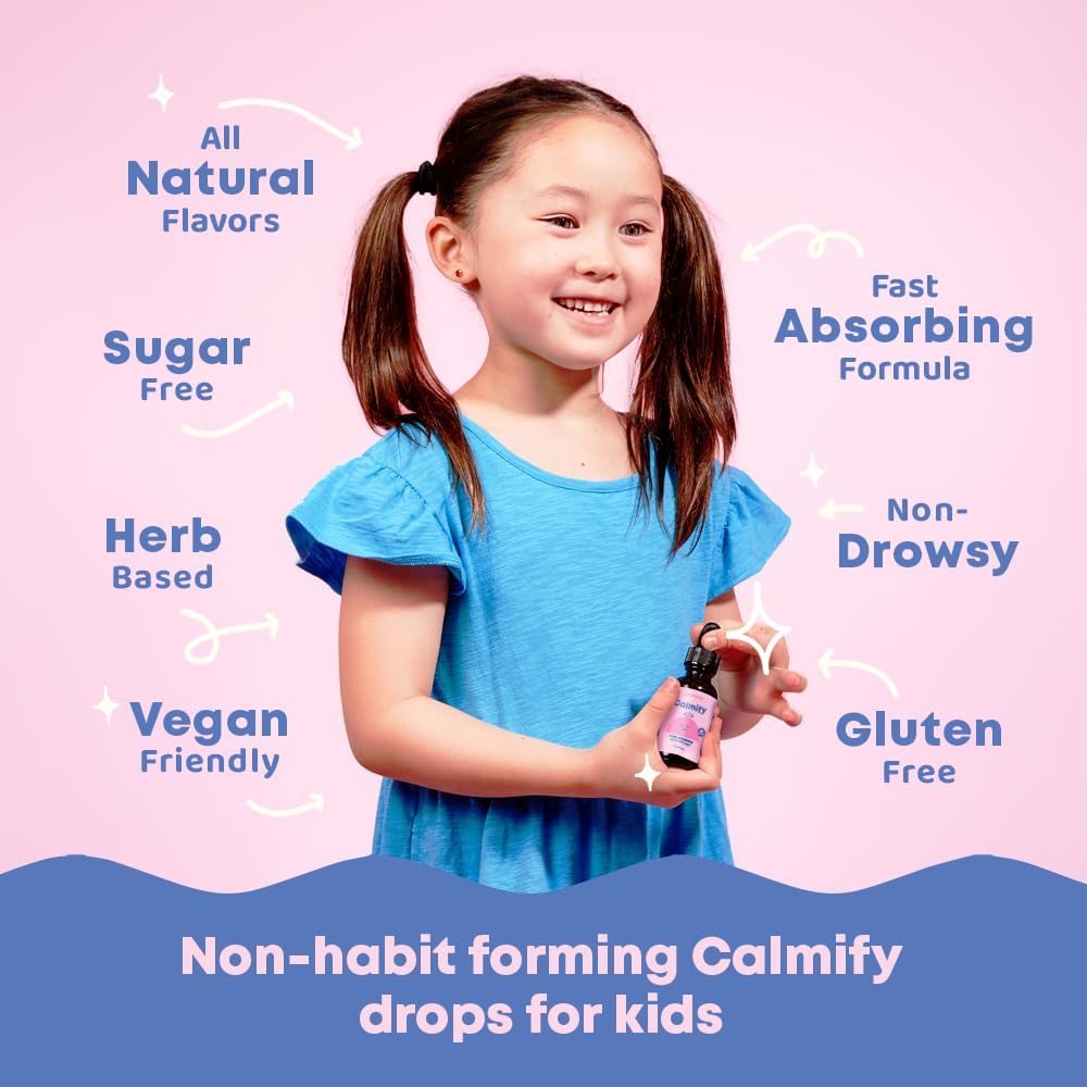 JoySpring Magnesium Citrate & Glycinate Liquid for Kids – Sugar & Gluten-Free Supplement with L-Theanine & Chamomile – Supports Kids & Teens (1 fl oz, 30 Servings)