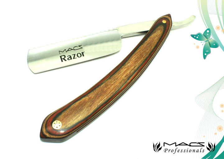 Professional Straight Razors with Solid Brown Maple Wood Handle Macs Brand-047