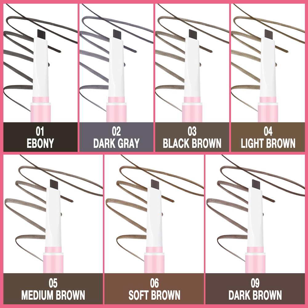 Kaely 2in1 Waterproof Eyebrow Pencil, Longwearing Eye Brow Pencils for Women Makeup, Mechanical Eyebrow Pen with Spoolie Brush, lapiz de cejas a prueba de agua, 05 Medium Brown