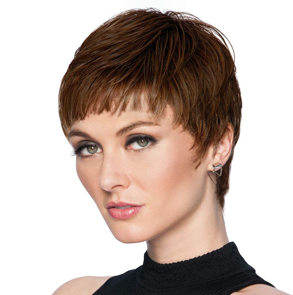 Chocolate Copper: Textured Cut Wig Color R829S+ Glazed Hazelnut - Hairdo Wigs Short Feathered Modern Tru2Life Heat Friendly Synthetic Wispy Bang
