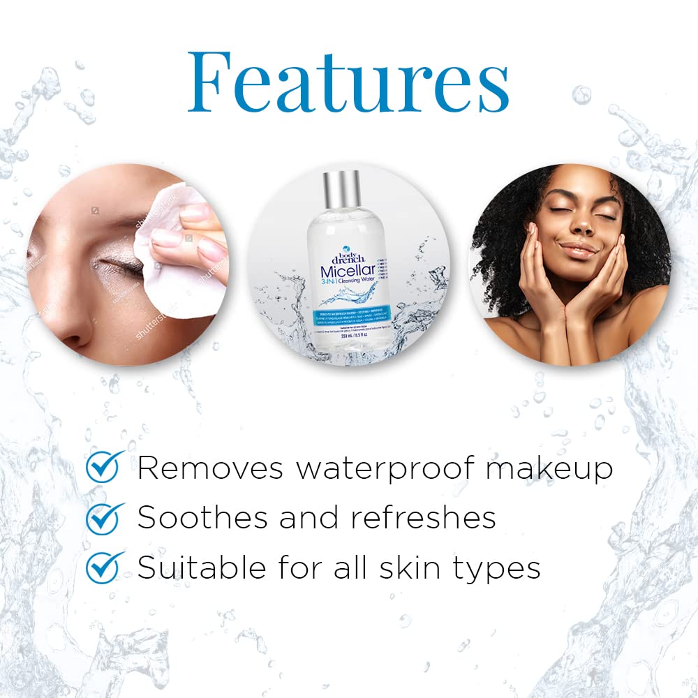 Body Drench Micellar 3-In-1 Cleansing Water ââ‚¬â€œ Removes Waterproof Makeup, 8.5 fl oz