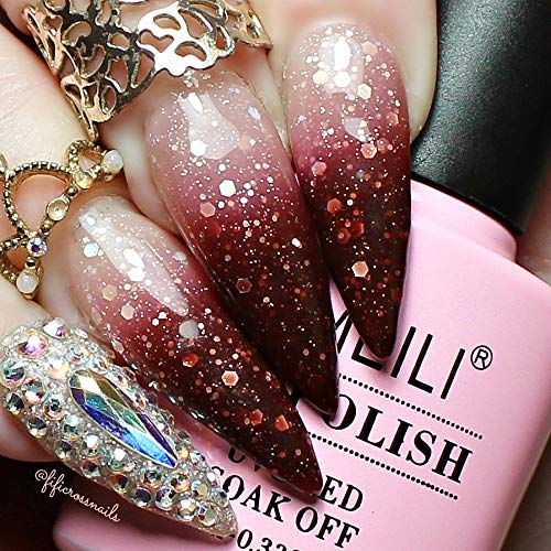 Aimeili Soak Off Uv Led Temperature Color Changing Chameleon Gel Nail Polish Chocolate Spark (Tc05) 10ml