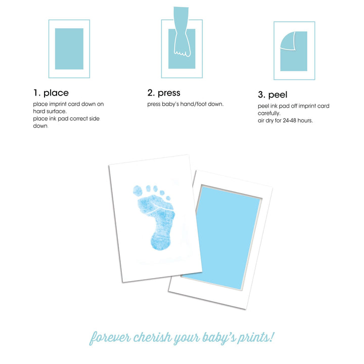 Pearhead Newborn Baby Handprint and Footprint Kit - No Mess Clean-Touch Ink Pad with Impression Cards, Baby Boy Keepsake, Perfect Keepsake for Family, Acid-Free, Blue