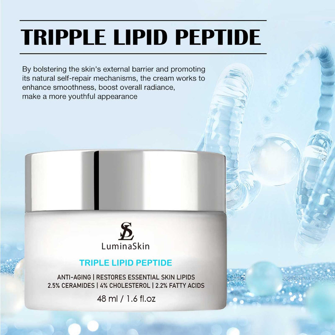 LuminaSkin Triple Lipid Peptide - Restore & Fix Mature Skin Advanced Anti-Aging Cream for Radiant, Smooth Skin