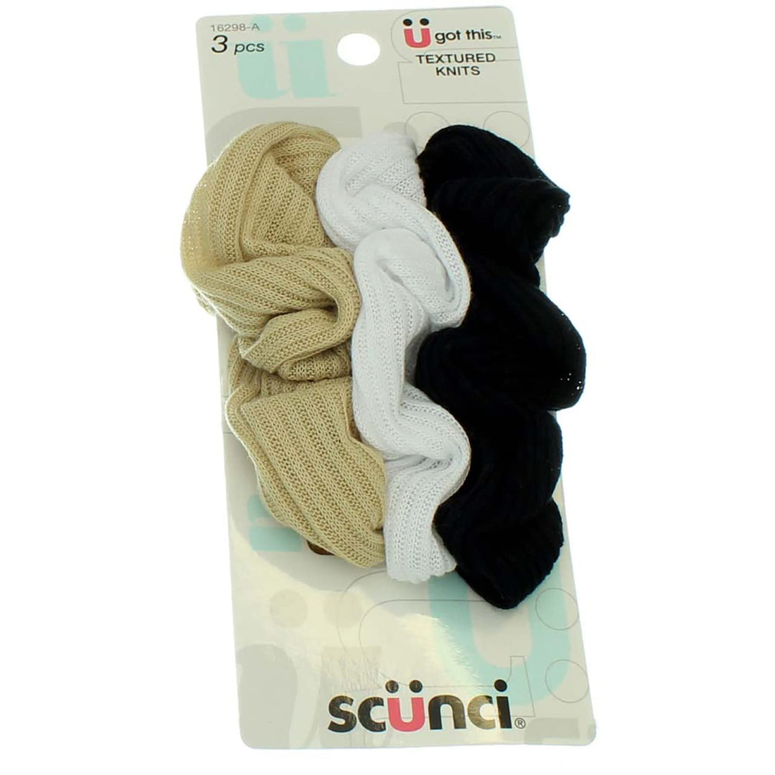 Scunci Effortless Beauty 2 X 2 Basic Ribbed Twisters, 3 Count, Colors May Vary by Scunci