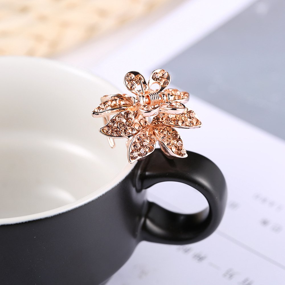 Casualfashion 4Pcs Fashion Crystal Leaf Style Mini Bangs Clips Small Rhinestone Hair Claws Hairpins for Women Girls 1.100.59 inch