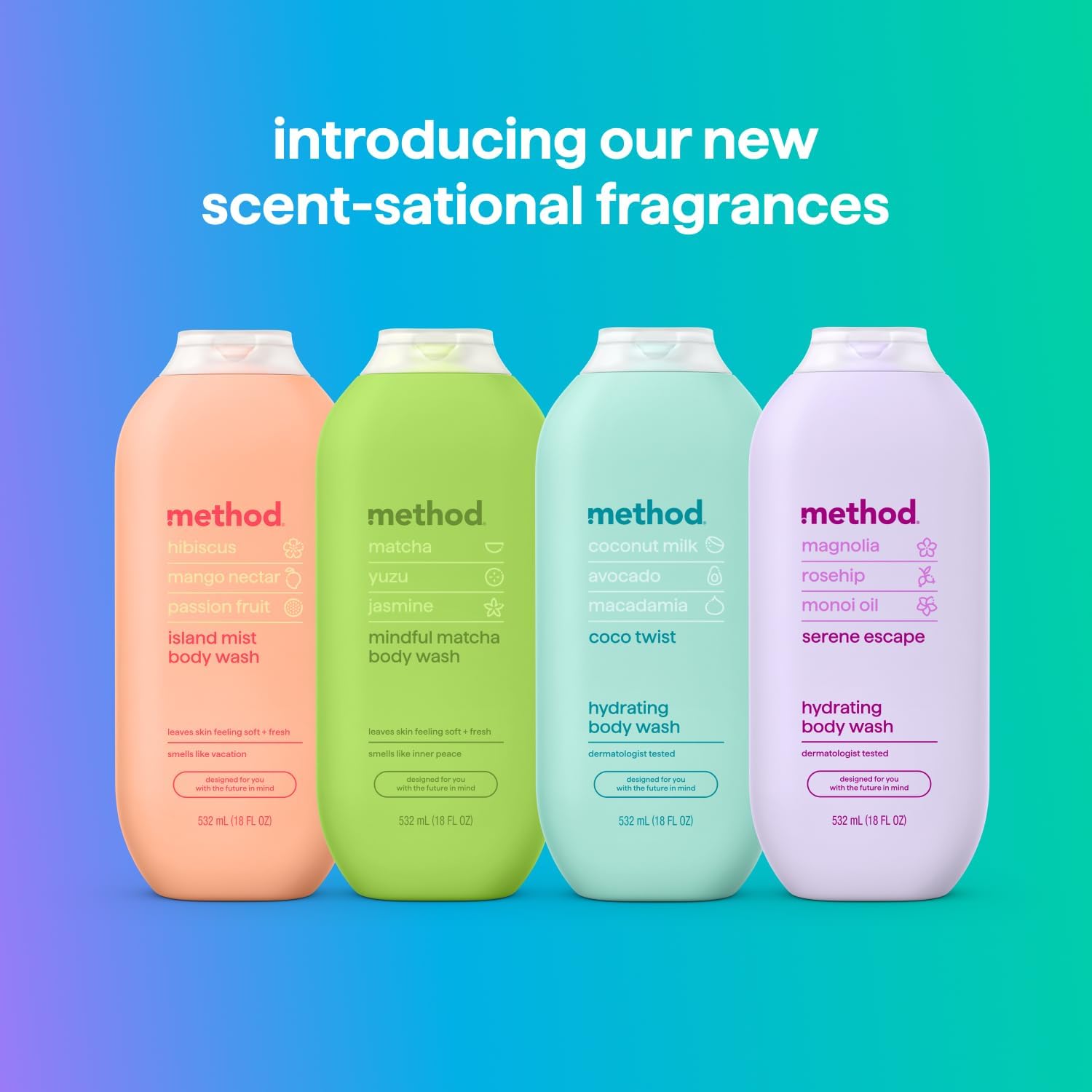 Method Body Wash, Island Mist, Hibiscus + Mango Nectar + Passion Fruit notes, 18oz