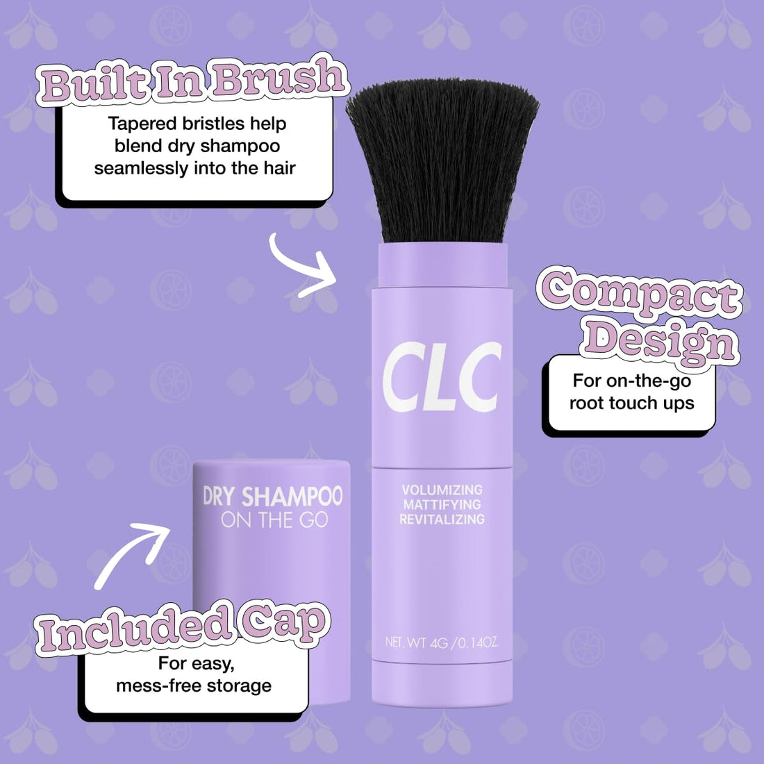 CLC Dry Shampoo Powder Brush - Ideal for Oily Hair - Convenient for On-the-Go Use - Non Toxic Powder Dry Shampoo with Brush for Volume -Talc and Paraben Free - Non Aerosol Dry Shampoo Gift for Women