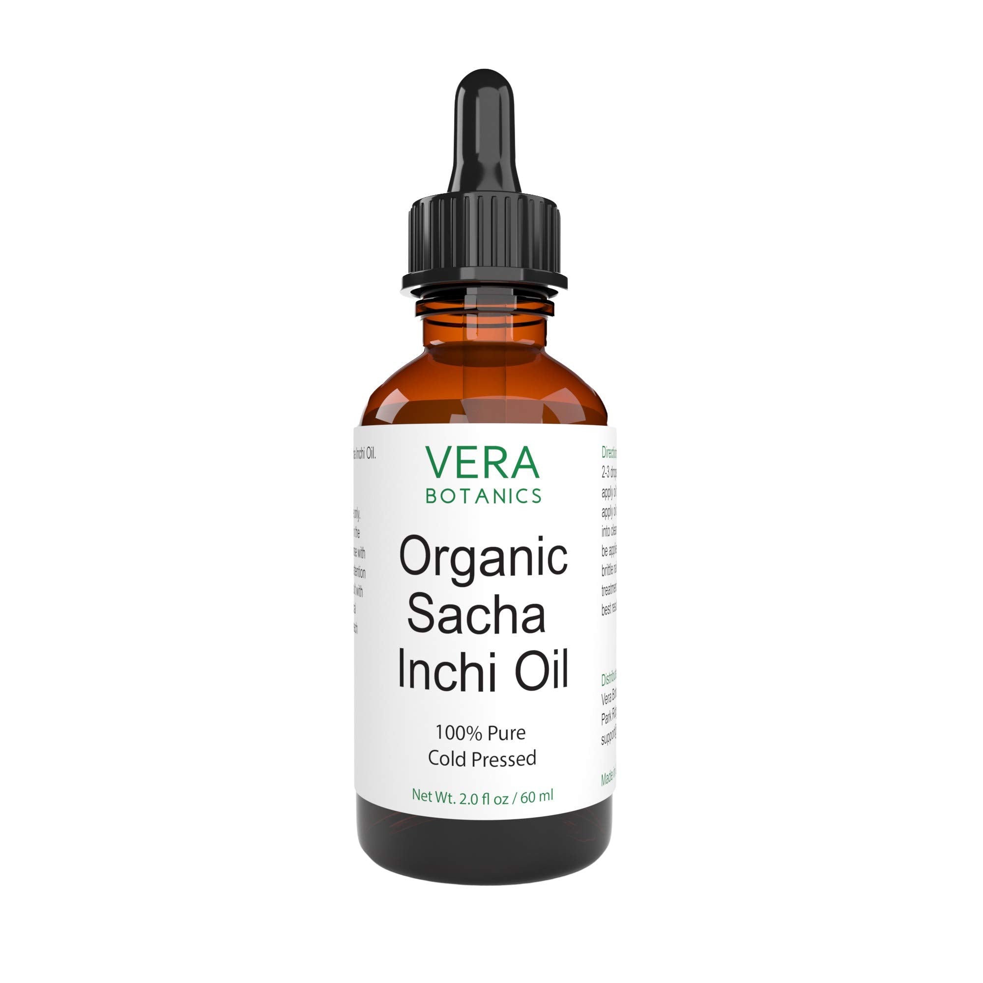 Vera Botanics ORGANIC SACHA INCHI OIL 100% Pure & Natural, Unrefined, Cold-Pressed For Face, Dry Skin, Nails, Lips, Body & Hair - Reduce Hair Breakage