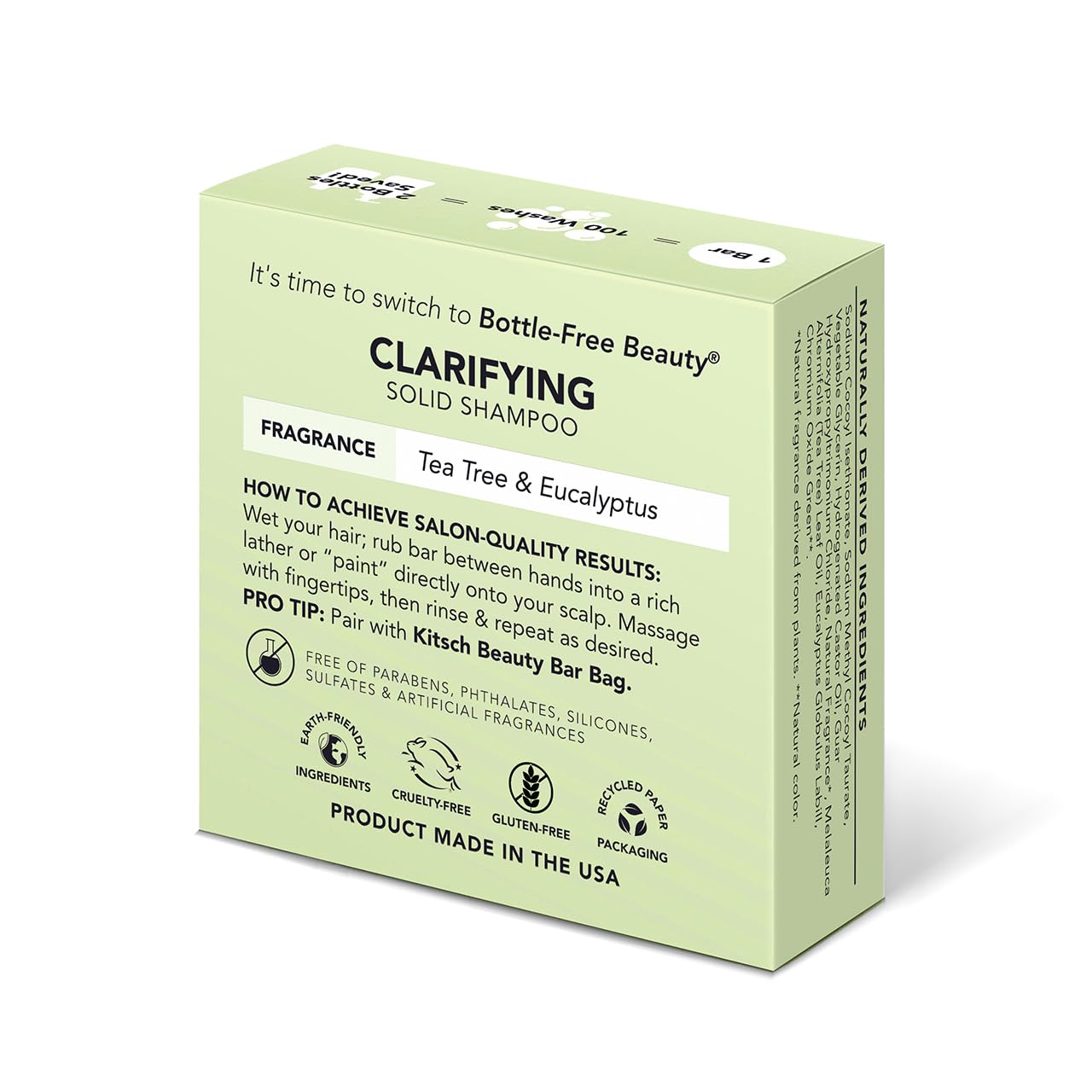 Kitsch Tea Tree & Mint Anti-Dandruff Shampoo Bar - Vegan, Natural, Paraben & Sulfate Free | For Itchy Scalp & All Hair Types | Made in US, 3.2oz