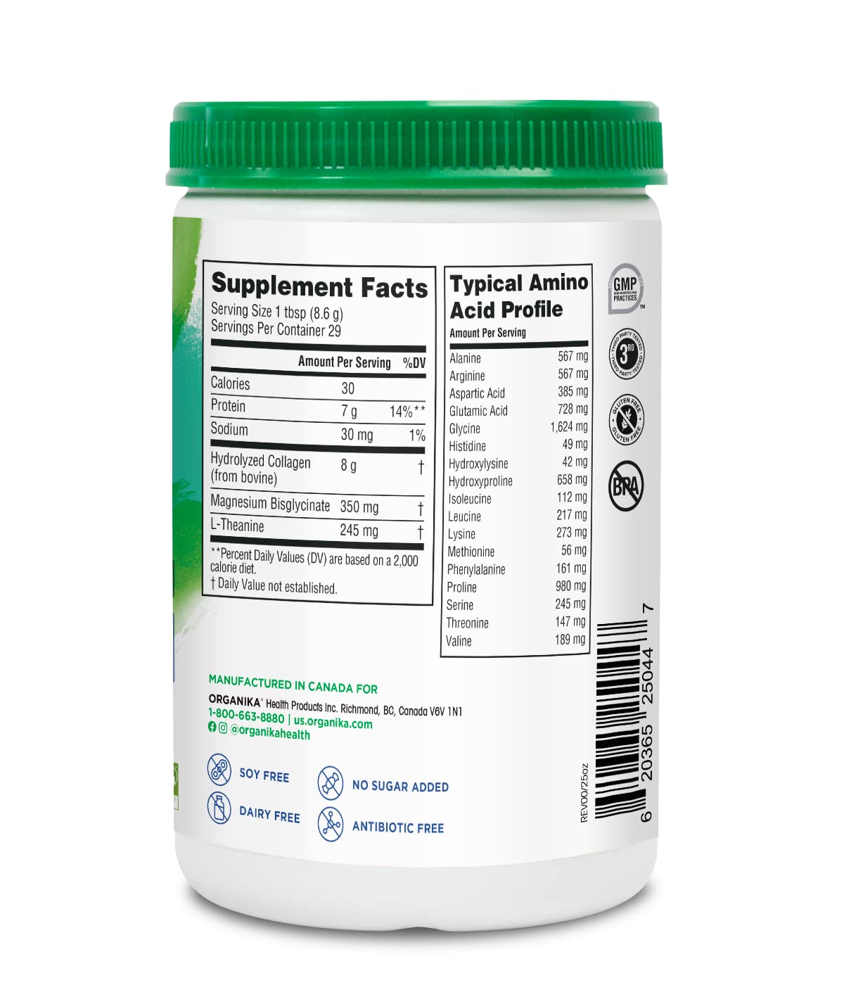 Organika Enhanced Collagen Relax Powder with Magnesium Bisglycinate and L-Theanine - Aids in Sleep, Sustained Energy Levels Throughout The Day- 250g