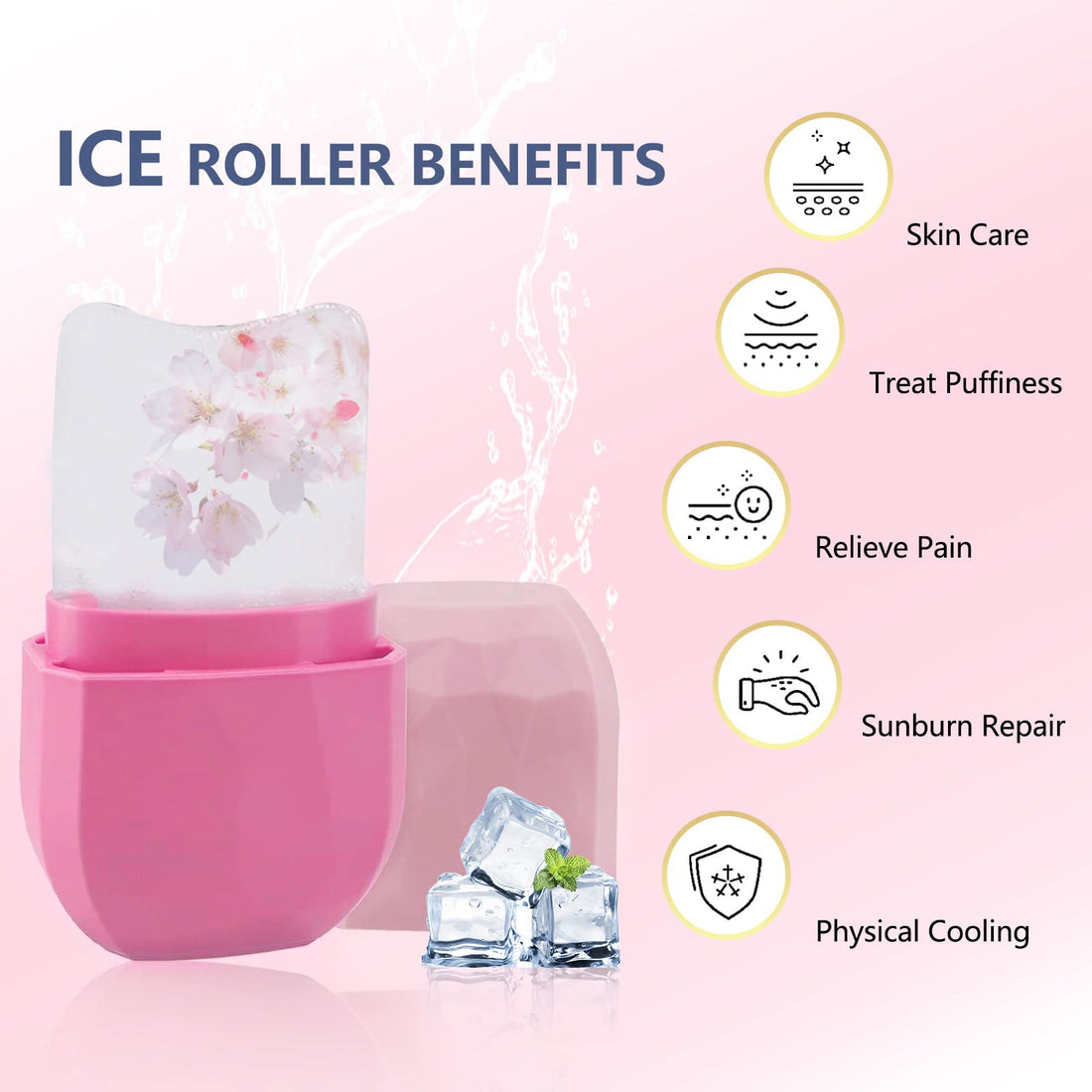 Ice Face Roller, Ice Roller for Face and Eye, V-Shaped Design, Food-Grade Leak-Proof Silicone Cube, Reusable Face Massage, Facial Beauty Ice Roller, Ice Mold for Face Beauty Gift for Women