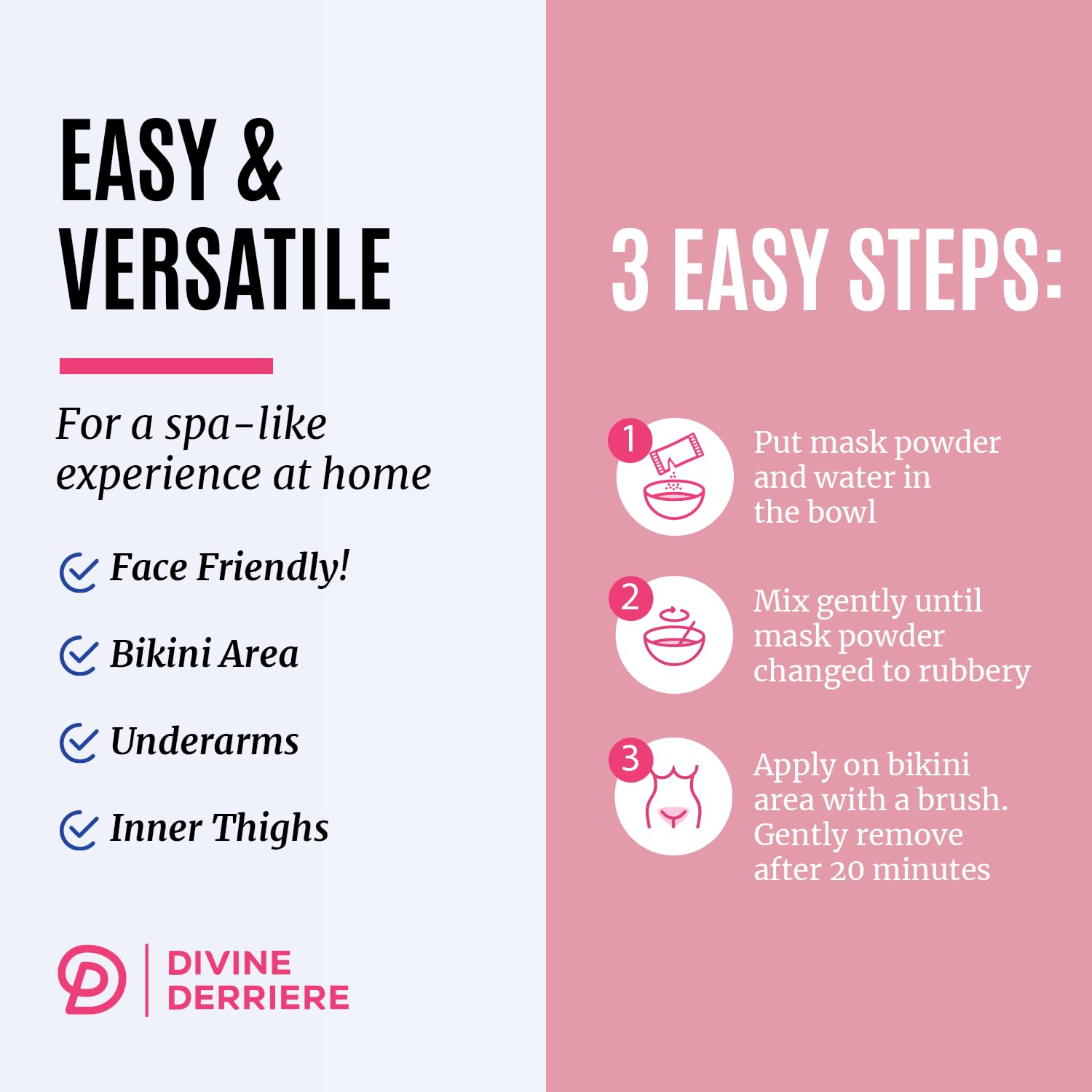 Divine Derriere Hydrogel Vajacial Mask - Premium Modeling Rubber Mask with Hyaluronic Acid, Deeply Purifying & Super Hydrating Hydro-jelly Sheet Masks, Complete Peel-Off Jelly Mask Powder Kit