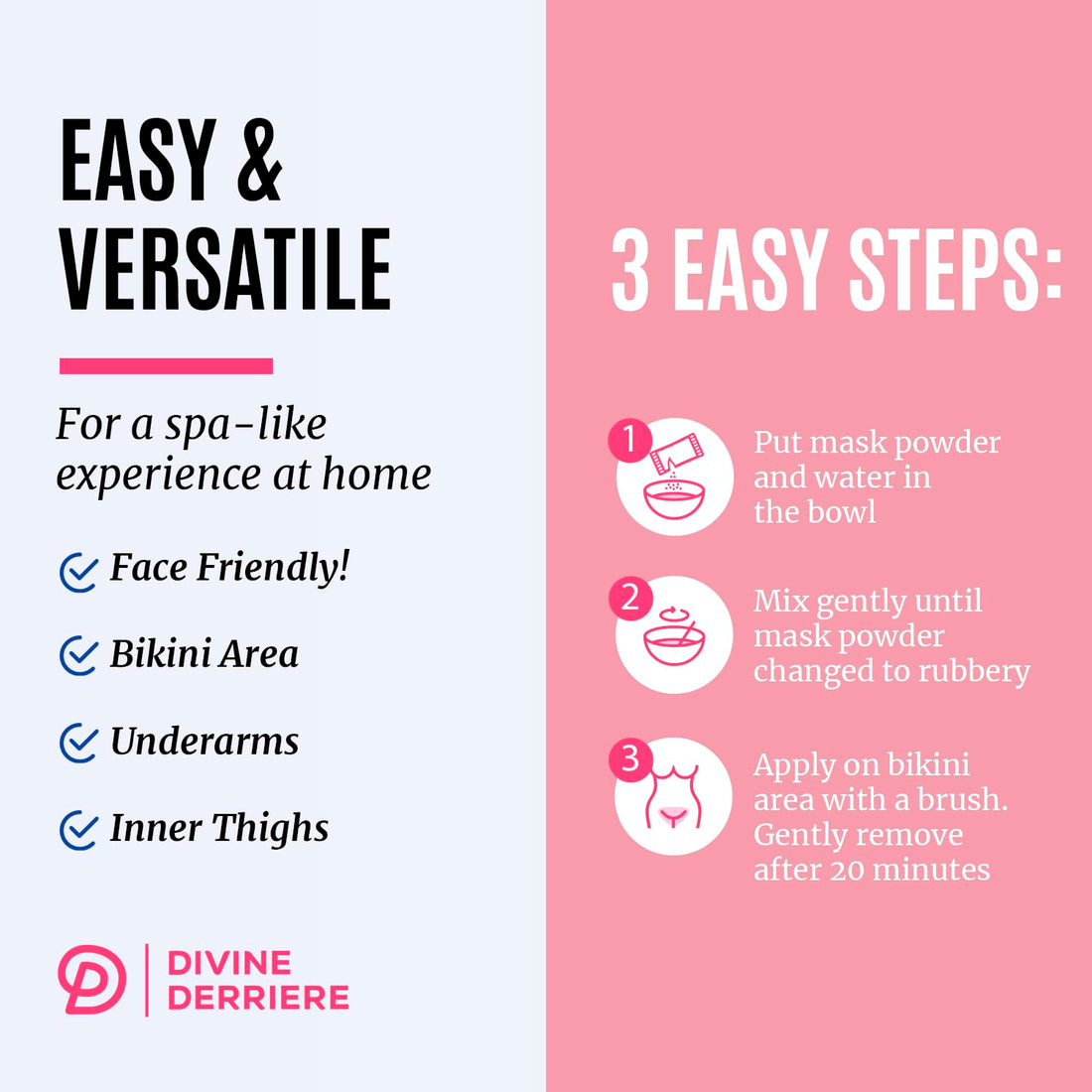 Divine Derriere Hydrogel Vajacial Mask - Premium Modeling Rubber Mask with Hyaluronic Acid, Deeply Purifying & Super Hydrating Hydro-jelly Sheet Masks, Complete Peel-Off Jelly Mask Powder Kit