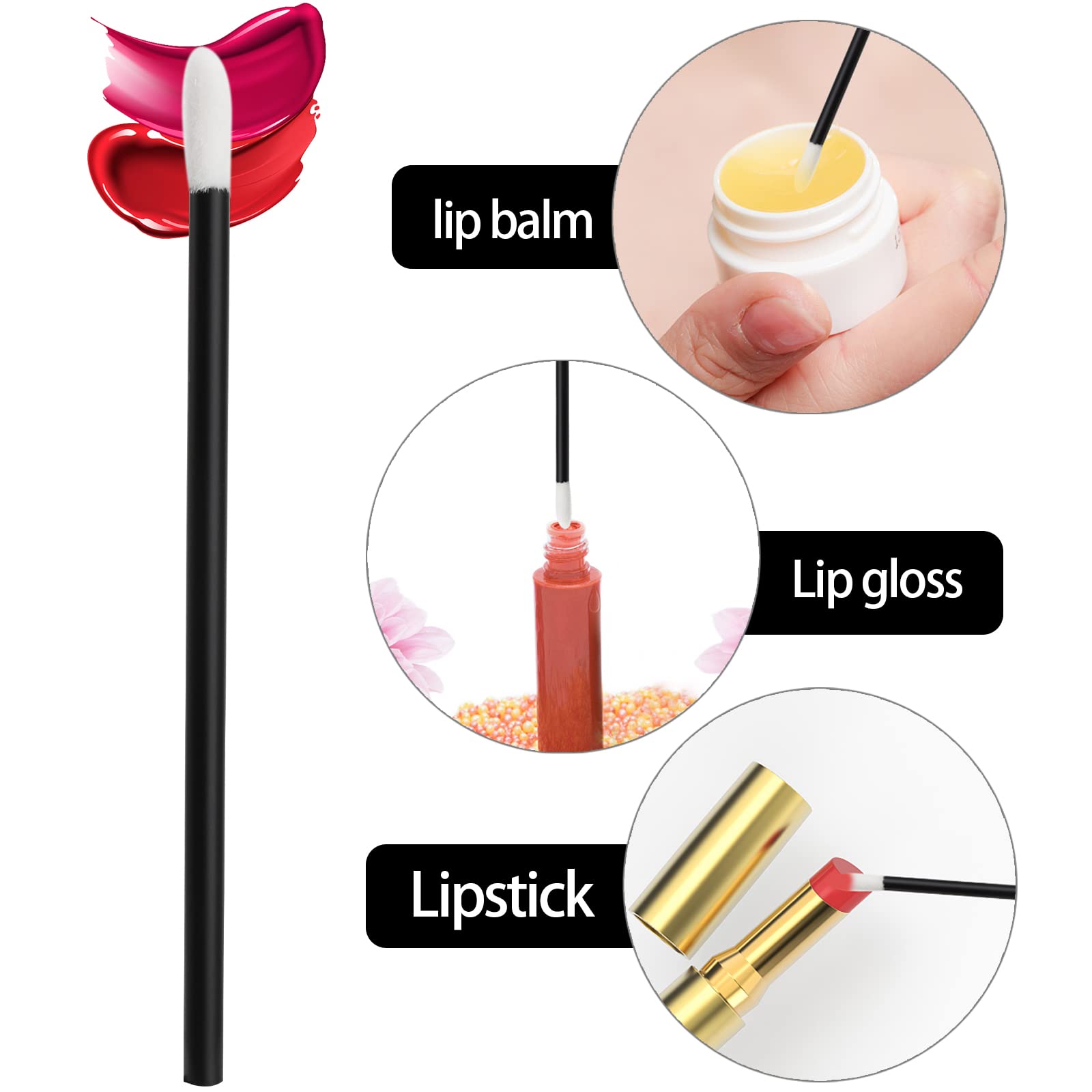 200pcs Disposable Lip Brush Lip Gloss Applicators Lipstick Wands Tool Kits (200)