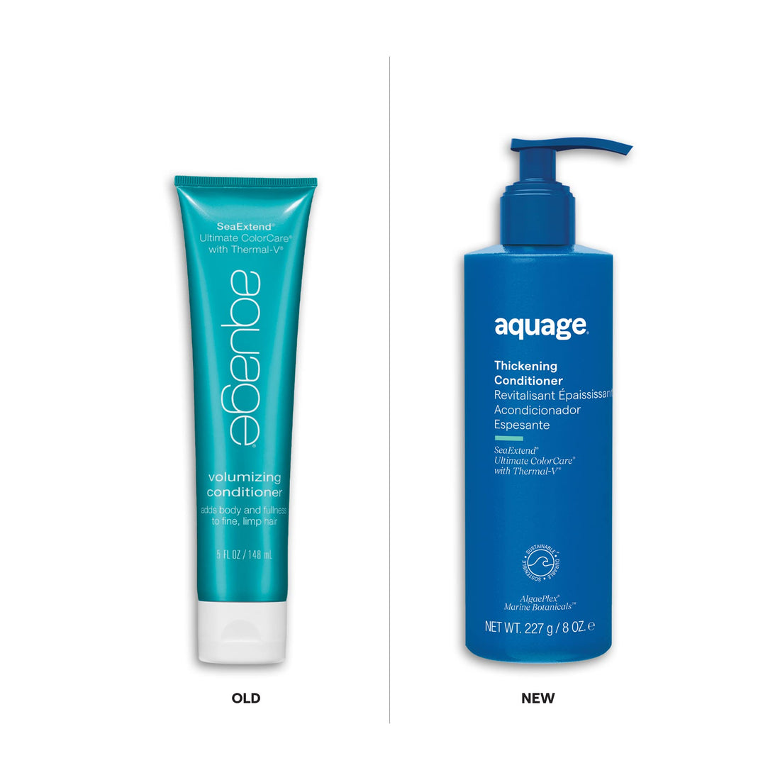 AQUAGE SeaExtend Thickening Conditioner, Thermal-V Technology Seals Heat Out, Adds Volume, Shine, Fullness Without Frizz, 8 oz