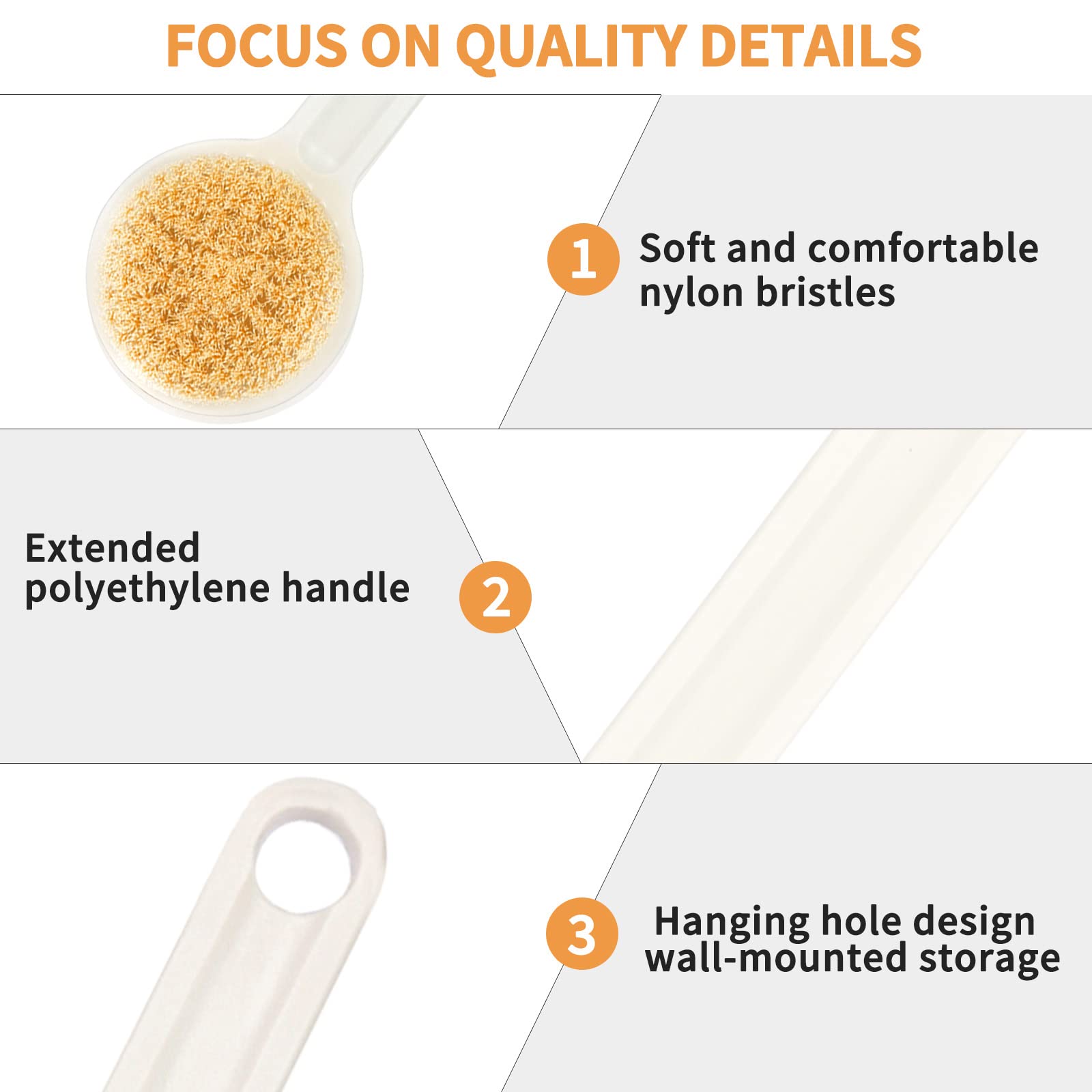 Shower Brush with Soft Bristles, Long Handled Back Bcrubber for Shower,Body Exfoliator for Bath or Dry Brushing, for Men Women Elderly