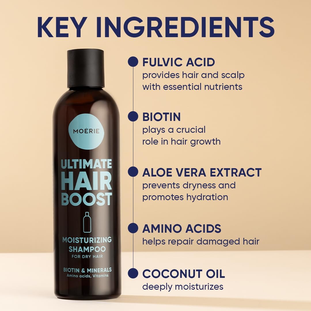 Moerie Ultimate Hair Growth Shampoo – For Longer, Thicker, Fuller Hair - Vegan Friendly Volumizing Hair Products – Paraben & Silicone Free – All Hair Types – Reverse Hair Loss – Moisturizing, 3 pack