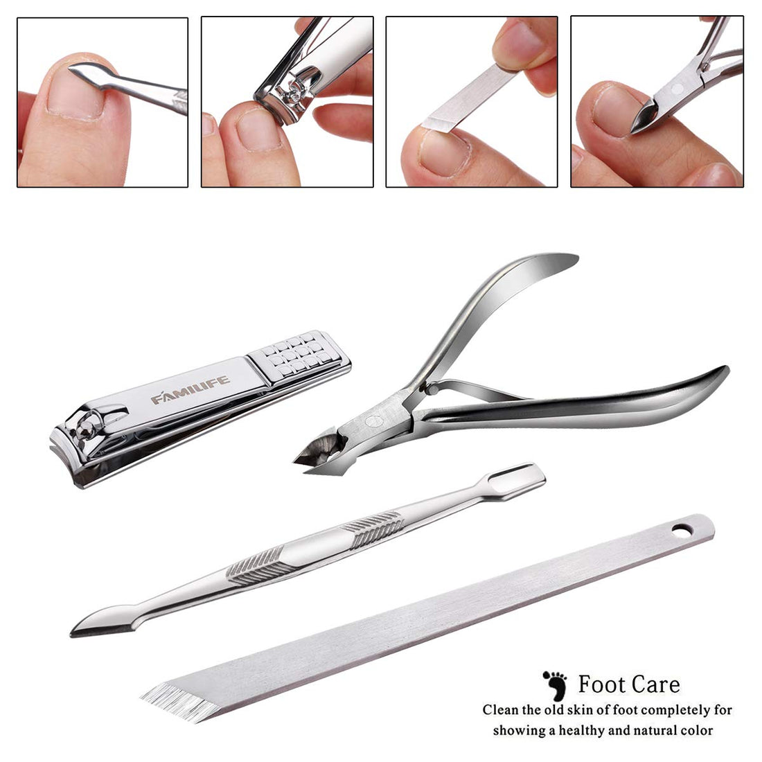 FAMILIFE F03 Manicure Pedicure Set Nail Clippers Tool 13pcs Professional Stainless Steel Portable Travel Grooming Kit Nail Care Nail Scissors Kit Men Women