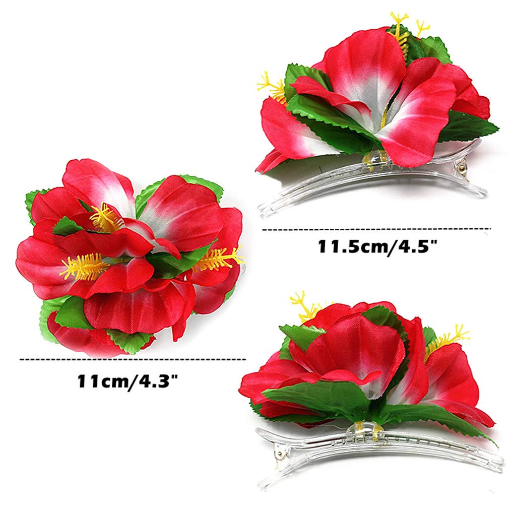 Hawaiian Hibiscus Flower Hair Clip,Fabric Artificial Tropical Flower Hairpin Barrette Hair Accessories for Luau Beach Party(8pcs with Assorted Colors)