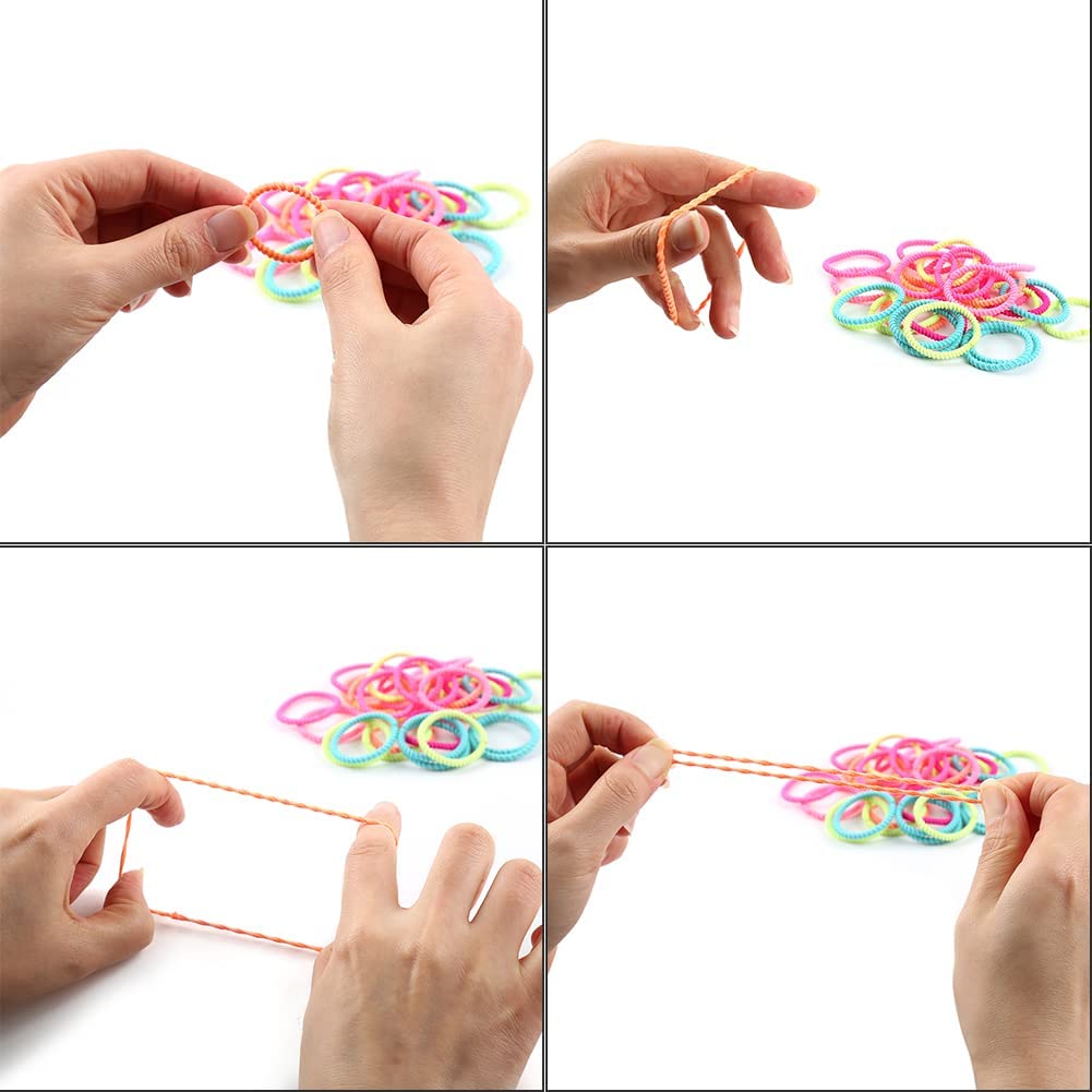 ELIHAIR Kids Baby Hair Ties for Girls Ponytail Holder Hair Elastics Bands 3cm for Child Toddler Curly Hair(100pcs Kids Macaron)