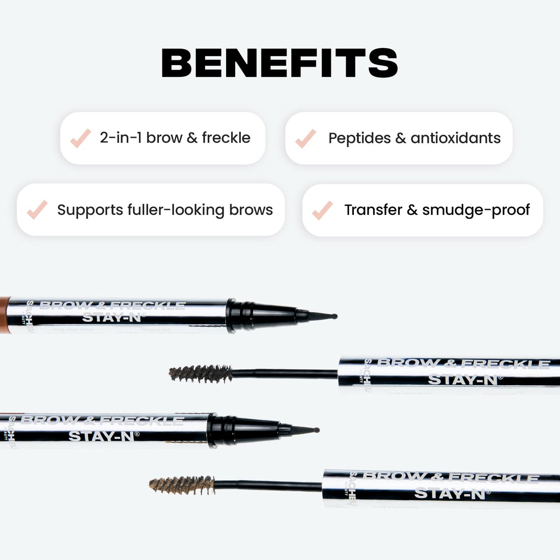 Sacheu Brow & Freckle STAY-N Tinted Eyebrow Gel & Faux Freckle Pen — 2-in-1 Longwear Water Resistant Brows Tint, Cruelty-Free & Vegan, Cafe Mocha