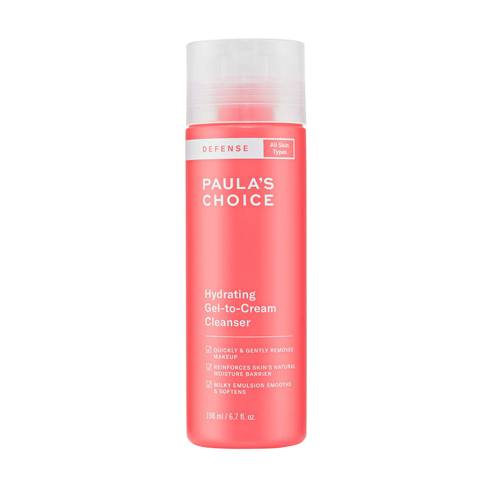 Paula's Choice-DEFENSE Hydrating Gel-to-Cream Facial Cleanser with Green Tea, Licorice, Aloe & Soy, Anti-Pollution and Free Radical Damage Protection for All Skin Types - 198 ml