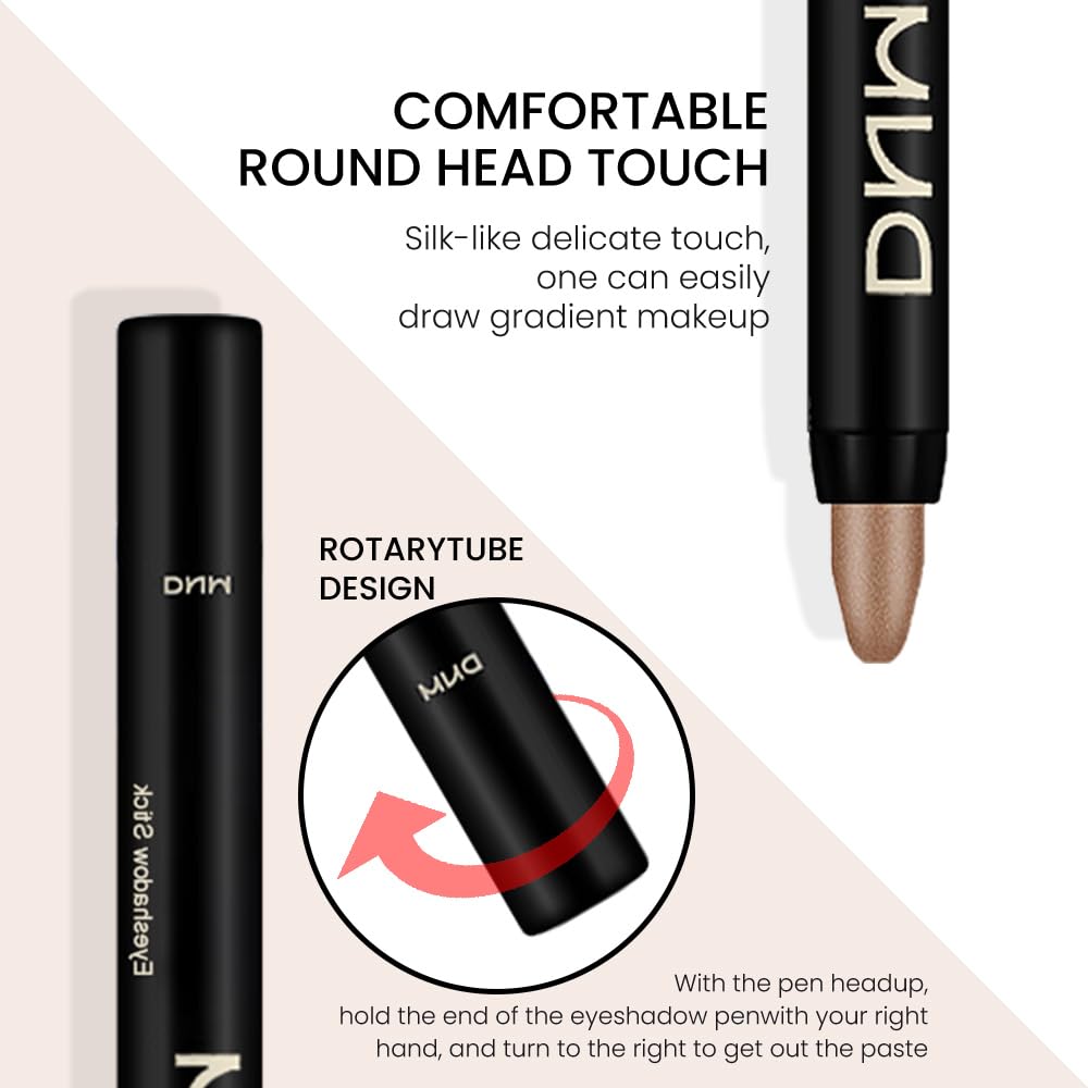 evpct 8Pcs Cream Eye Shadow Brightener Sticks Set for Eyes, Champagne Pearl Taupe Bronze Cocoa Stone Putty Smoky Amethyst Shimmer Matte Pencil Eye shadow Applicator Stick Palette Makeup Waterproof 03