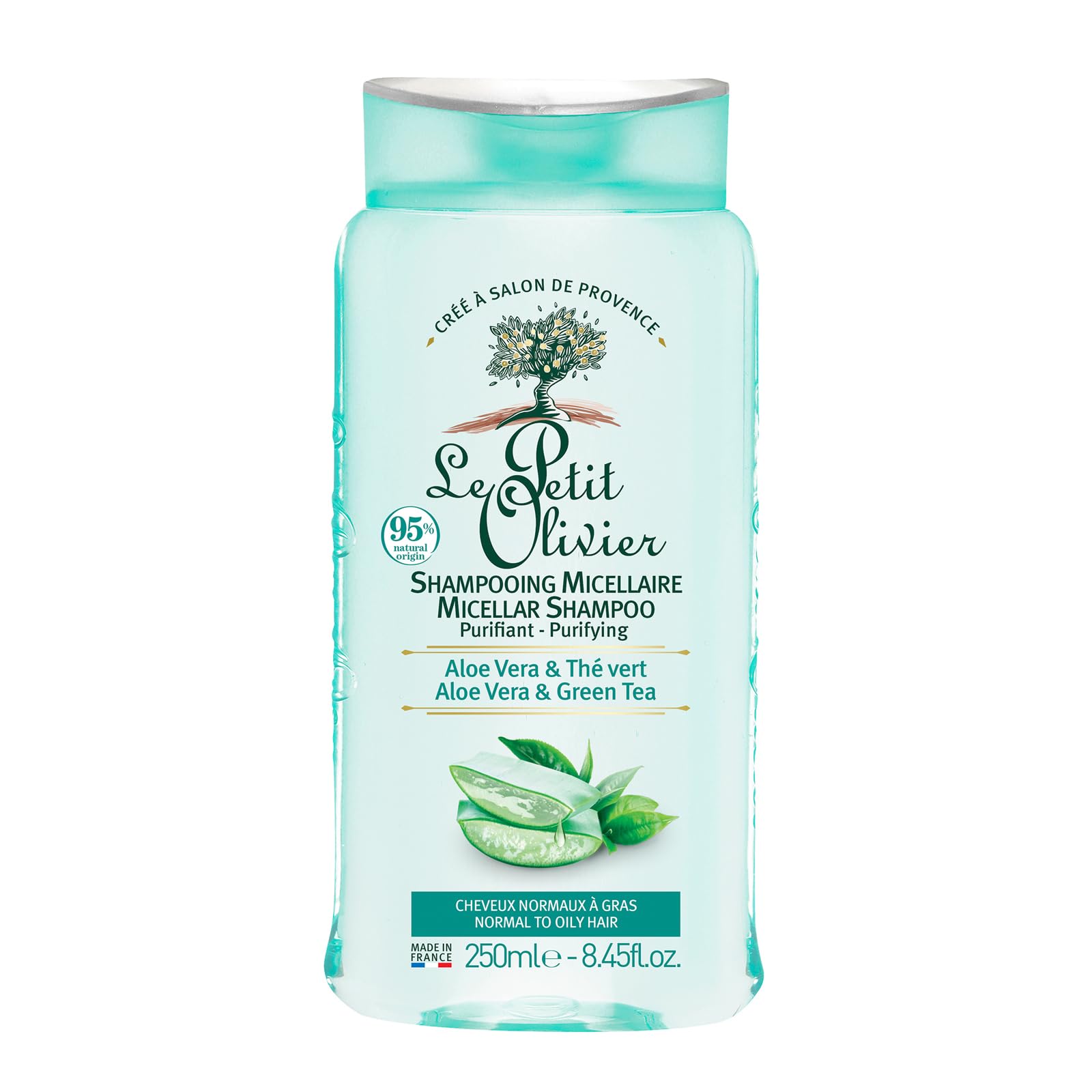 Le Petit Olivier Purifying Micellar Shampoo - Aloe Vera And Green Tea - Cleanses Hair - Reduce Excess Sebum - Suitable For Normal To Oily Hair - Free Of Silicones - 8.45 Oz
