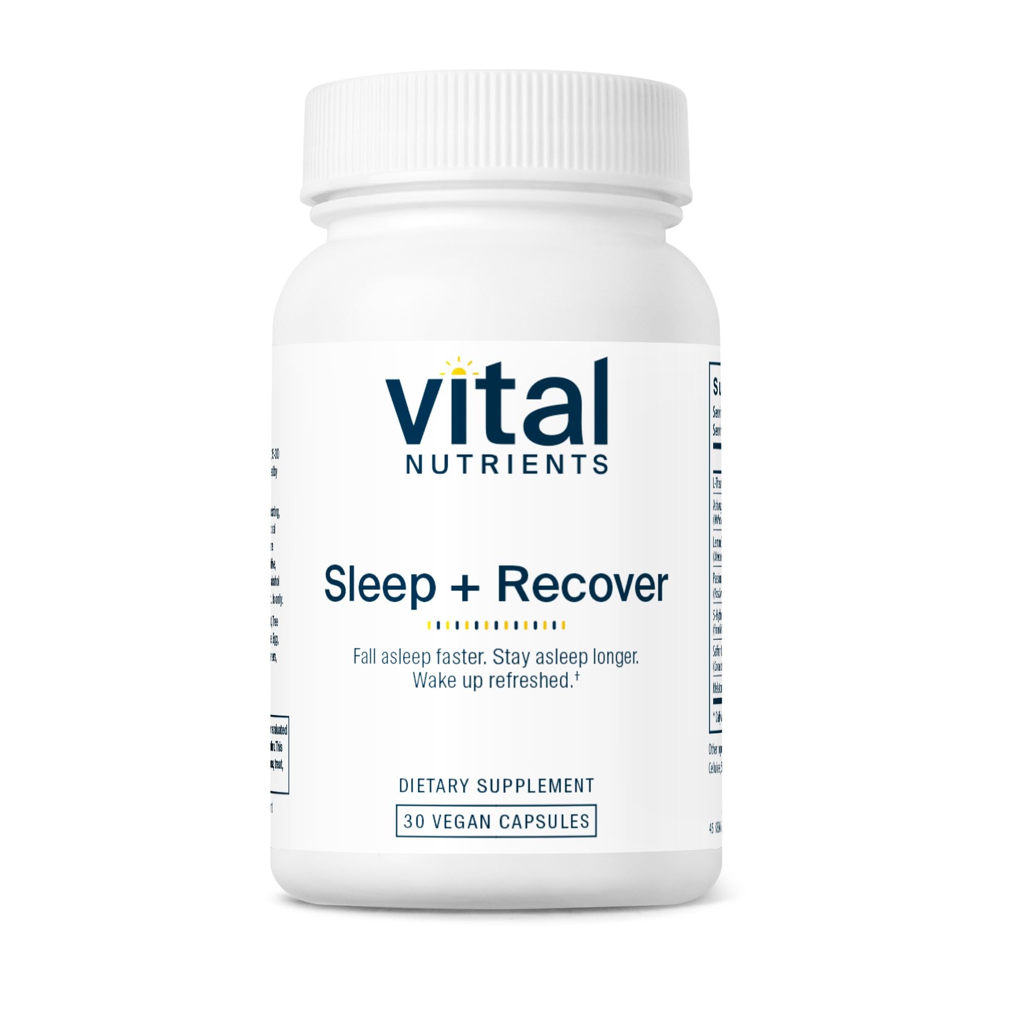 Vital Nutrients Sleep + Recover - Vegan Supplement - Sleep Support - Melatonin, Ashwagandha & L-Theanine - Gluten, Dairy & Soy Free - 30 Capsules