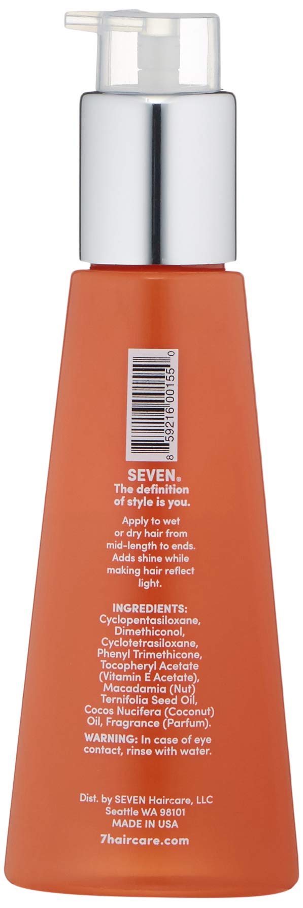 Gazar Diamond Serum from SEVEN, Hair Serum for Dry Hair with Macadamia and Coconut Oil. Vegan, Sulfate Free, Alcohol Free, Dye Free, Cruelty Free, with Thermal Protection from Heat Damage, 3.2 fl. oz