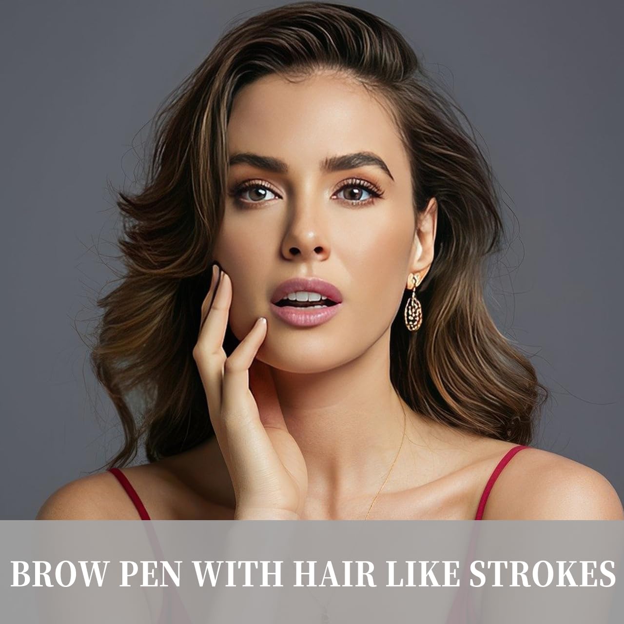 BLUE LOVE Two-Prong Eyebrow Pen - Waterproof Microblading Eyebrow Makeup for Women, Long-lasting Formula for Natural Strokes, All-Day Wear (Brown)