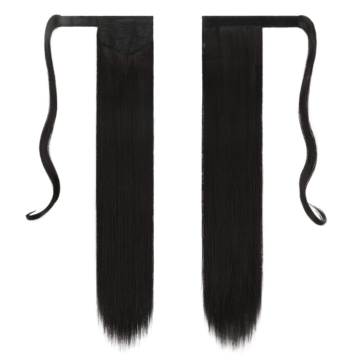FESHFEN Straight Ponytail Extensions 28 Inch Long Wrap Around Synthetic Hair Piece Clip in Ponytail Hair Extensions Hairpiece for Women Girls 150g