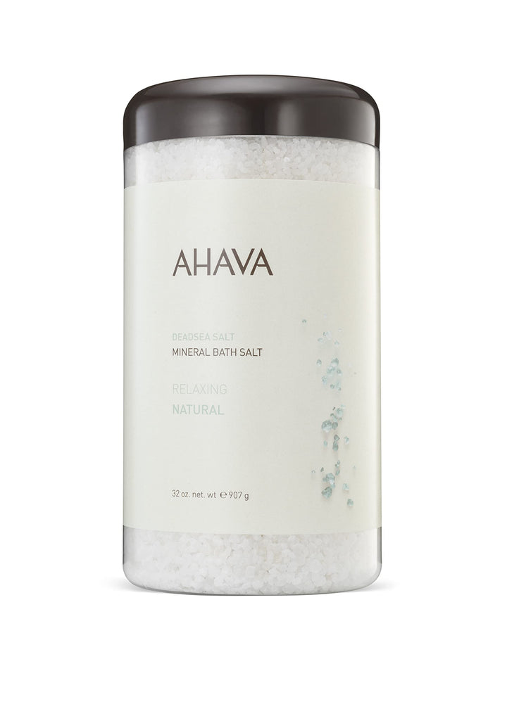 AHAVA Dead Sea Salt Mineral Bath Salt, Natural - Intense Relaxation for Body & Mind, Elevates Moisture, Softens & Eases Sore Muscles, Enriched by Exclusive Dead Sea Salt & Osmoter blend, 32 oz
