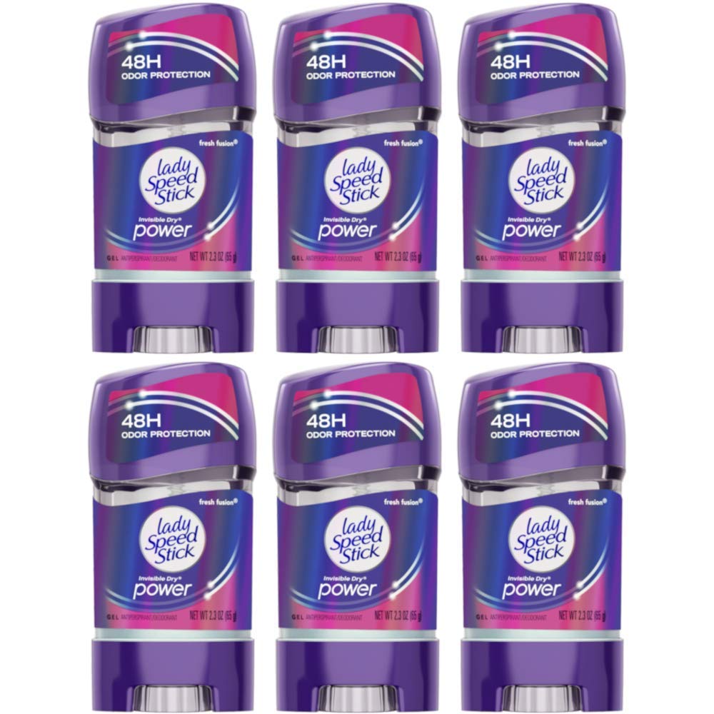 Lady Speed Stick 48HR Antiperspirant Deodorant Gel Fresh Fusion 2.30 oz (Pack of 6)