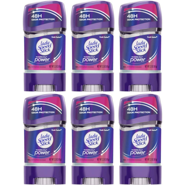 Lady Speed Stick 48HR Antiperspirant Deodorant Gel Fresh Fusion 2.30 oz (Pack of 6)