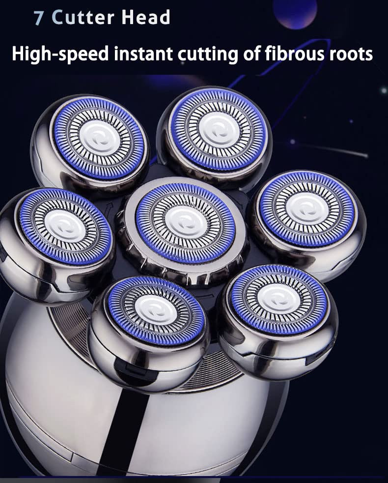 Upgrade 7 Heads Men’s 5-in-1 Electric Head Shaver for Bald Men,Multifunctional Electric Razor for Men,Cordless Rechargeable Travel Groomin Hair Trimmer Kits