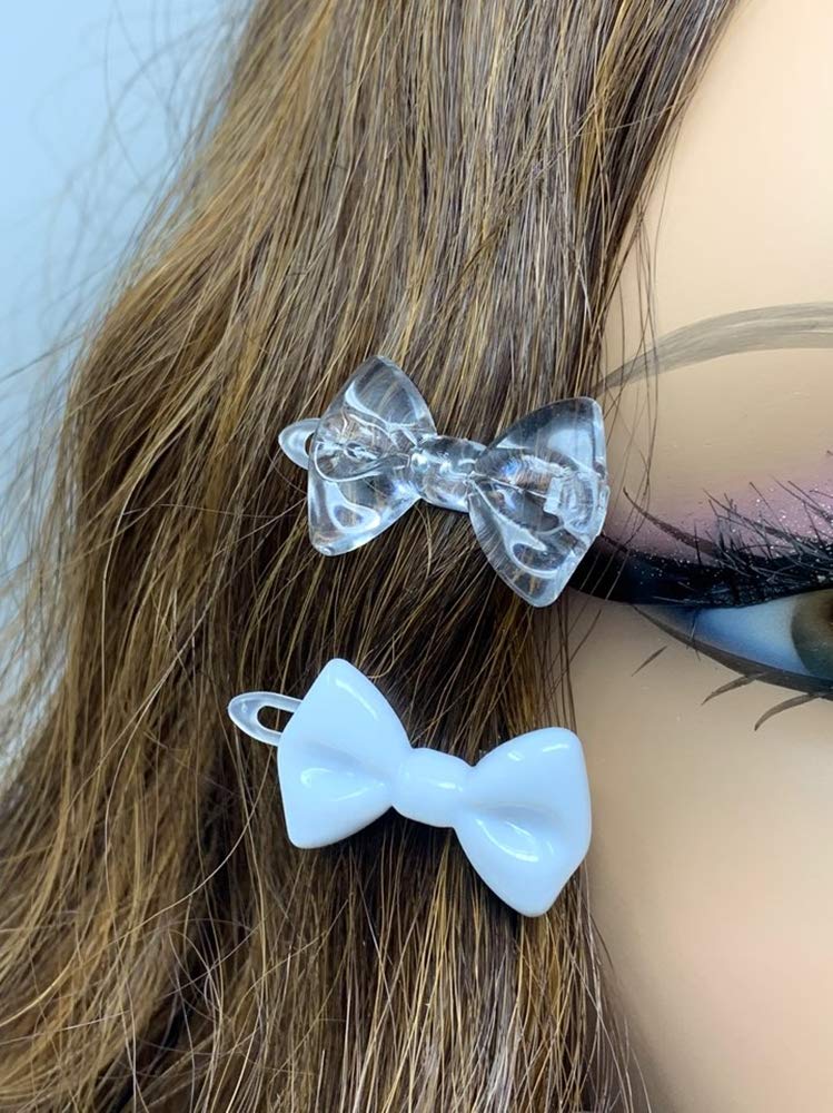 Tara Girls Self Hinge Multi Design Plastic Bow Hair Barrettes Selection Pack Of 2 (BR31)