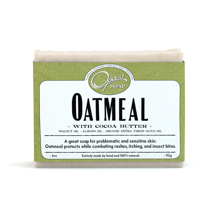Opas Soap - 100% Natural Oatmeal Soap - UNSCENTED - with Organic Cocoa Butter and Organic Oats - Great for Sensitive Skin, Eczema or Psoriasis - for All Skin Types - Stops The itching and Irritation