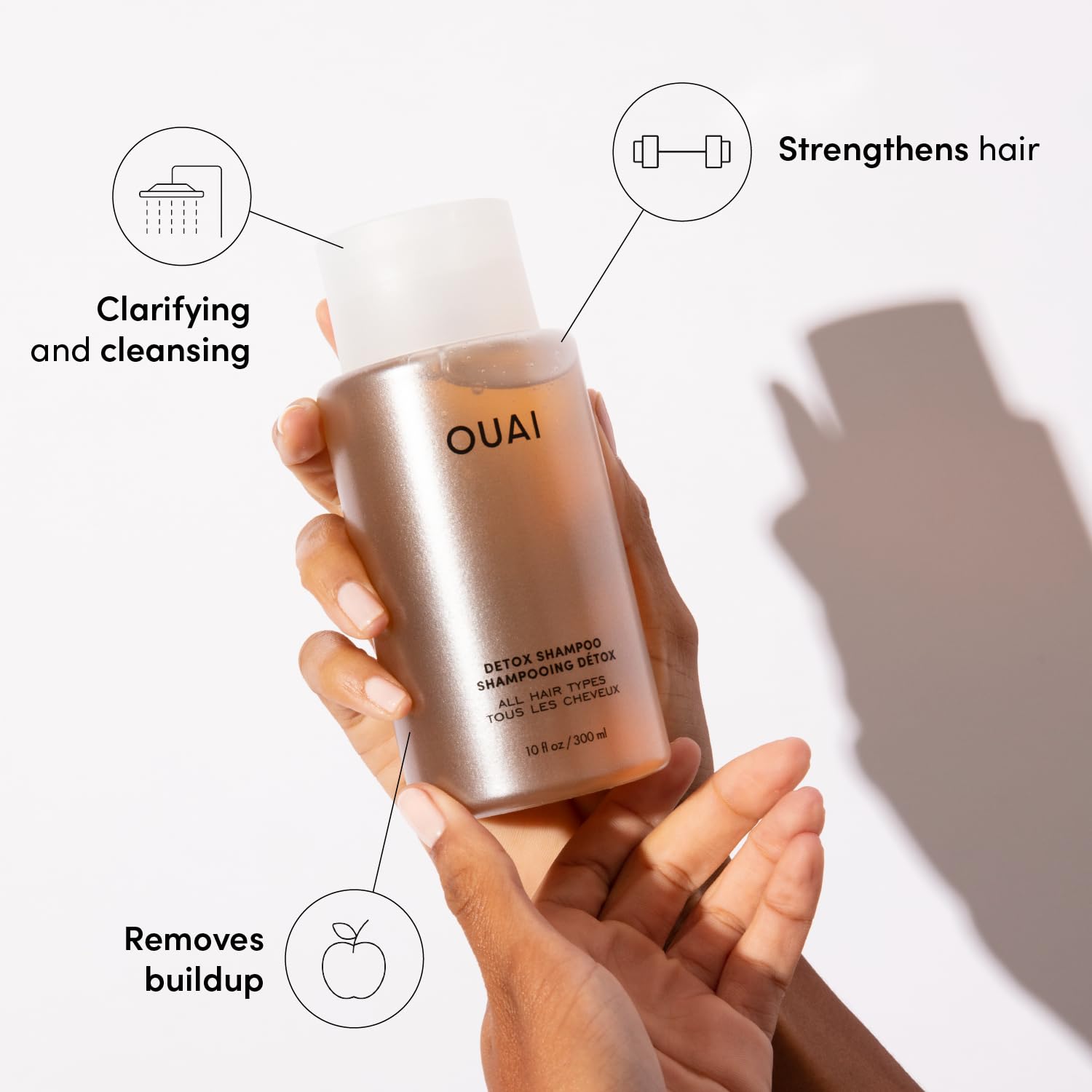 OUAI Detox Shampoo (10 fl oz) & Anti-Dandruff Deluxe Size (1 fl oz) Bundle - Soothing, Clarifying Shampoo Set for Dry, Flaky Scalp - Removes Dirt & Build Up (2 Count)