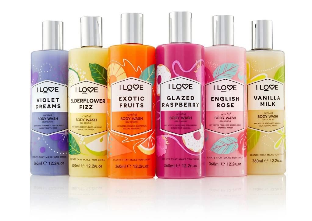 I LOVE Glazed Raspberry Scented Body Wash - Moisturizing Body Wash and Foaming Bubble Bath - Raspberry, Strawberry, and Vanilla Fragrance - 11.8 oz