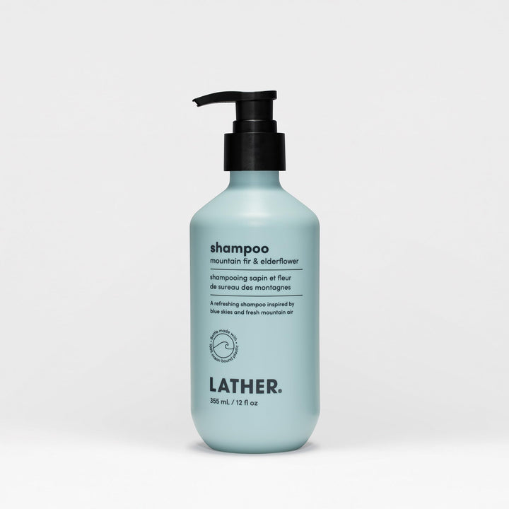 LATHER Mountain Fir & Elderflower Shampoo | Nourishing & Refreshing Hair Care | Natural Ingredients for All Hair Types | Paraben & Sulfate-Free | Gentle Cleansing & Invigorating Scent | 12 oz